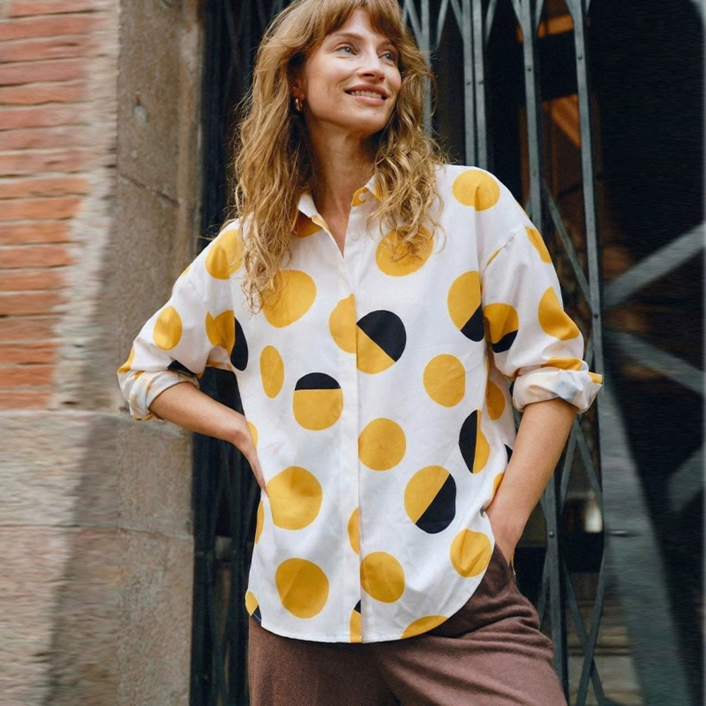 H&M Polka Dot Long Sleeve Cardigan Blouse Women Fashion